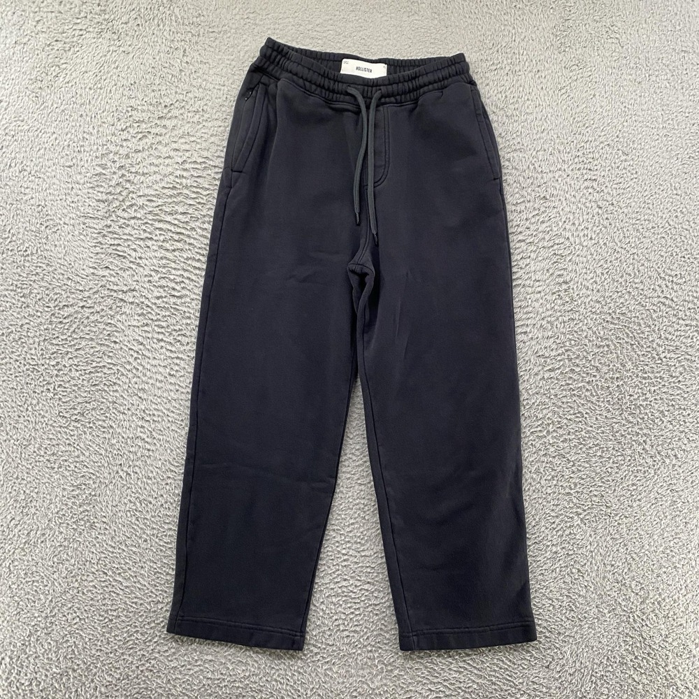 Hollister Straight Leg Sweatpants Womens XS Black Soft Fleece Lounge Y2K Comfy
